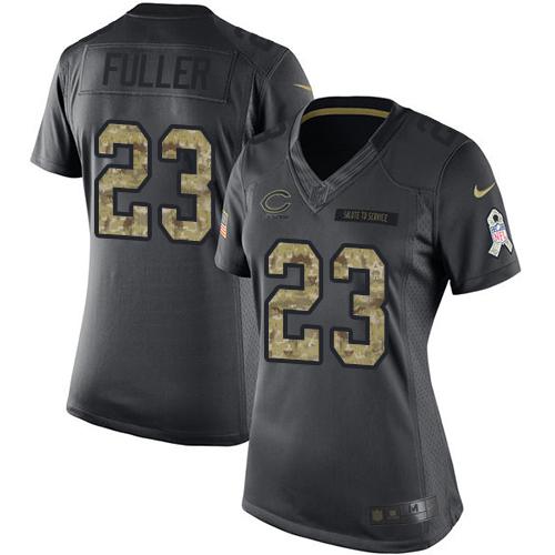 Nike Bears #23 Kyle Fuller Black Women's Stitched NFL Limited 2016 Salute to Service Jersey